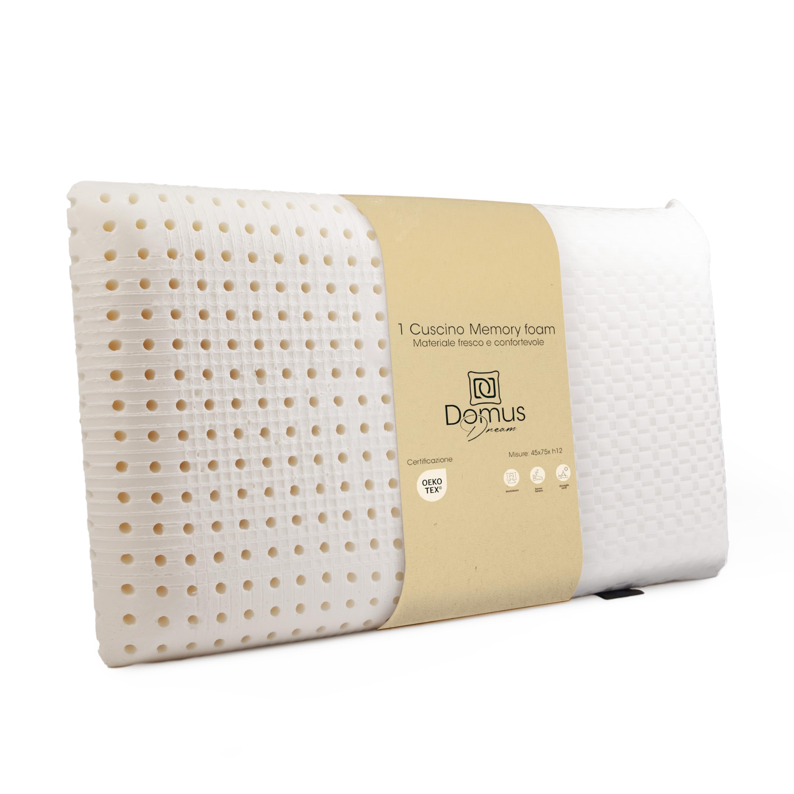 Cuscino per Dormire Memory Foam Forato a Saponetta, Rinfrescante e Anallergico - Cuscino Letto 41x72 Altezza 12cm