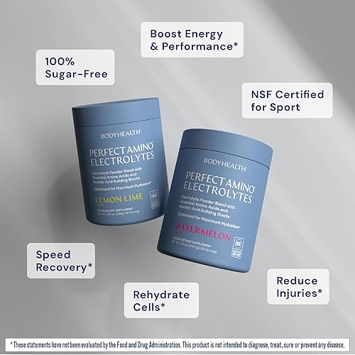Vista 36 de BodyHealth PerfectAmino - Electrolitos en polvo sin azúcar, mezcla de electrolitos para ayunas Keto sin azúcar, polvo de hidratación