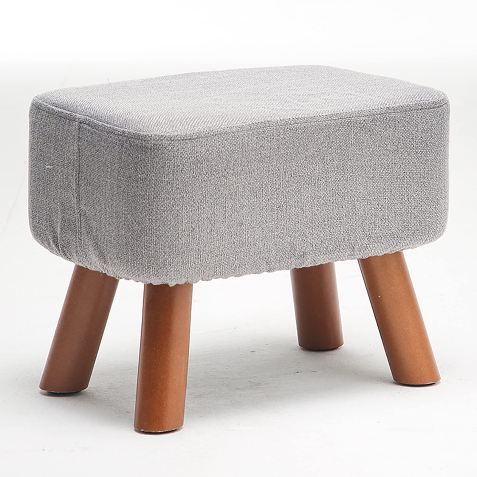 Tabouret à langer gris repose-pieds salon en tissu et bois