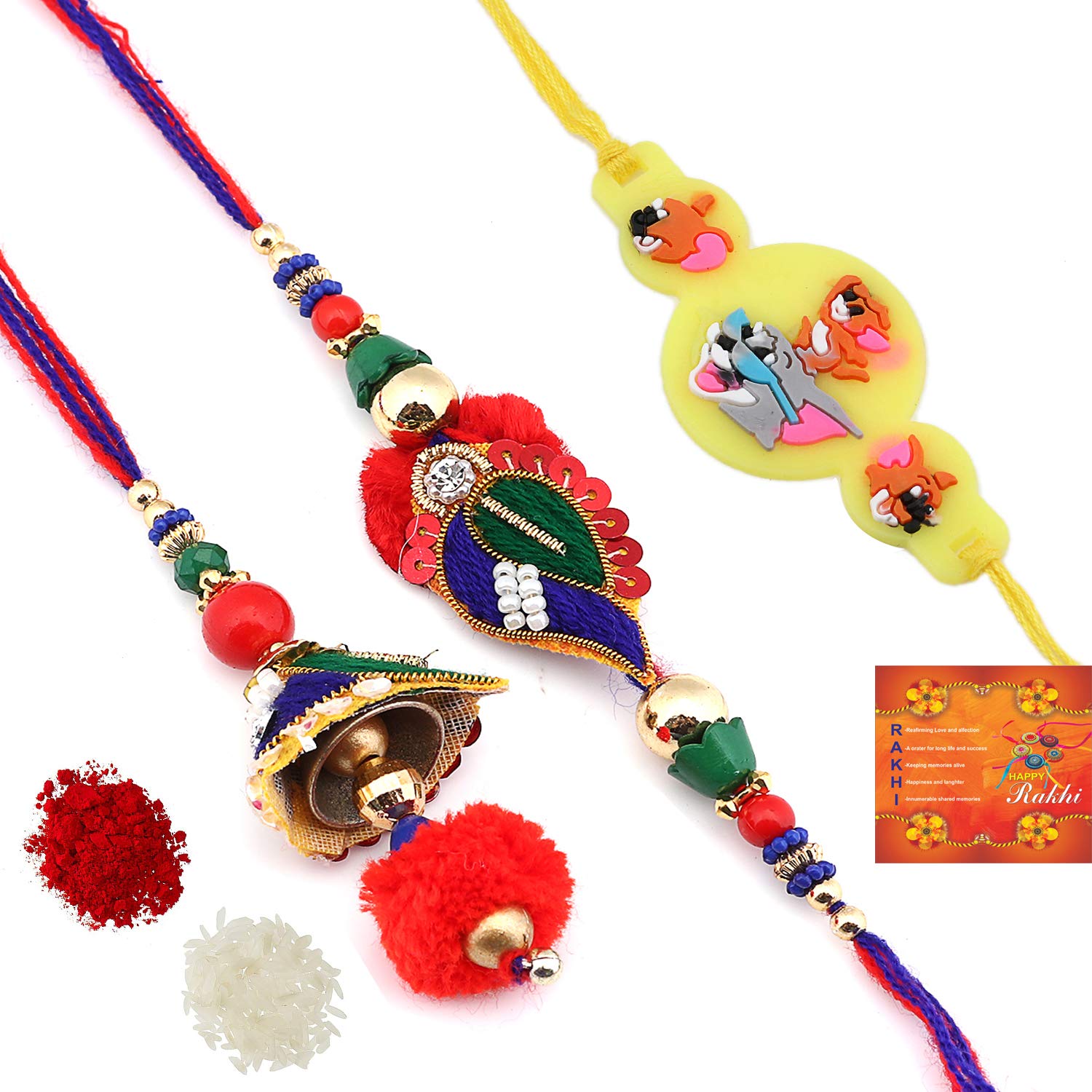 RA-Rock Unisex Bhaiya Bhabhi Jardosi Fabric Pair and Angry Bird Kids Rakhi (Multicolor) Set of 3 (B07T13PC8Q) Amazon Price History, Amazon Price Tracker