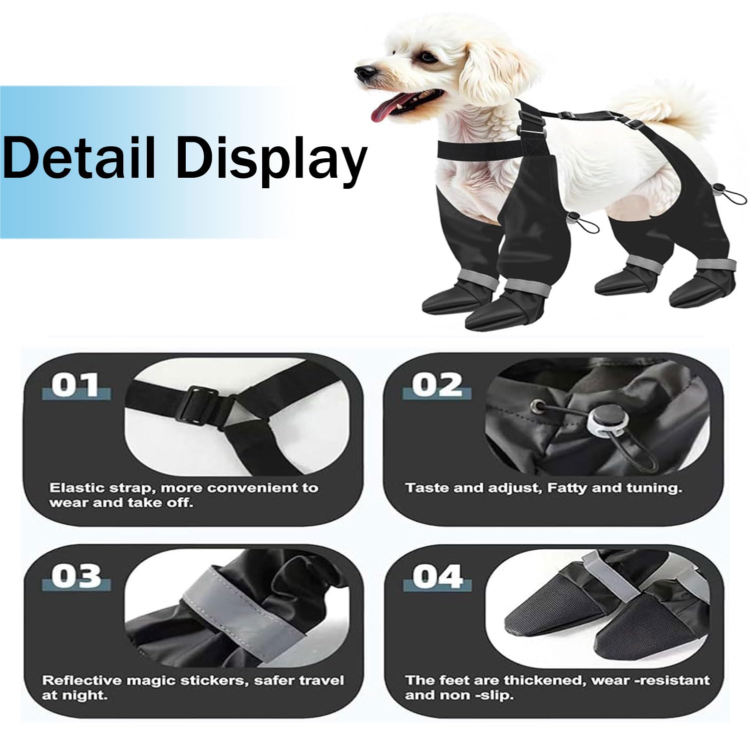 Dog Crocs Petleso Dog Boots Suspender, Waterproof Dog Boots With