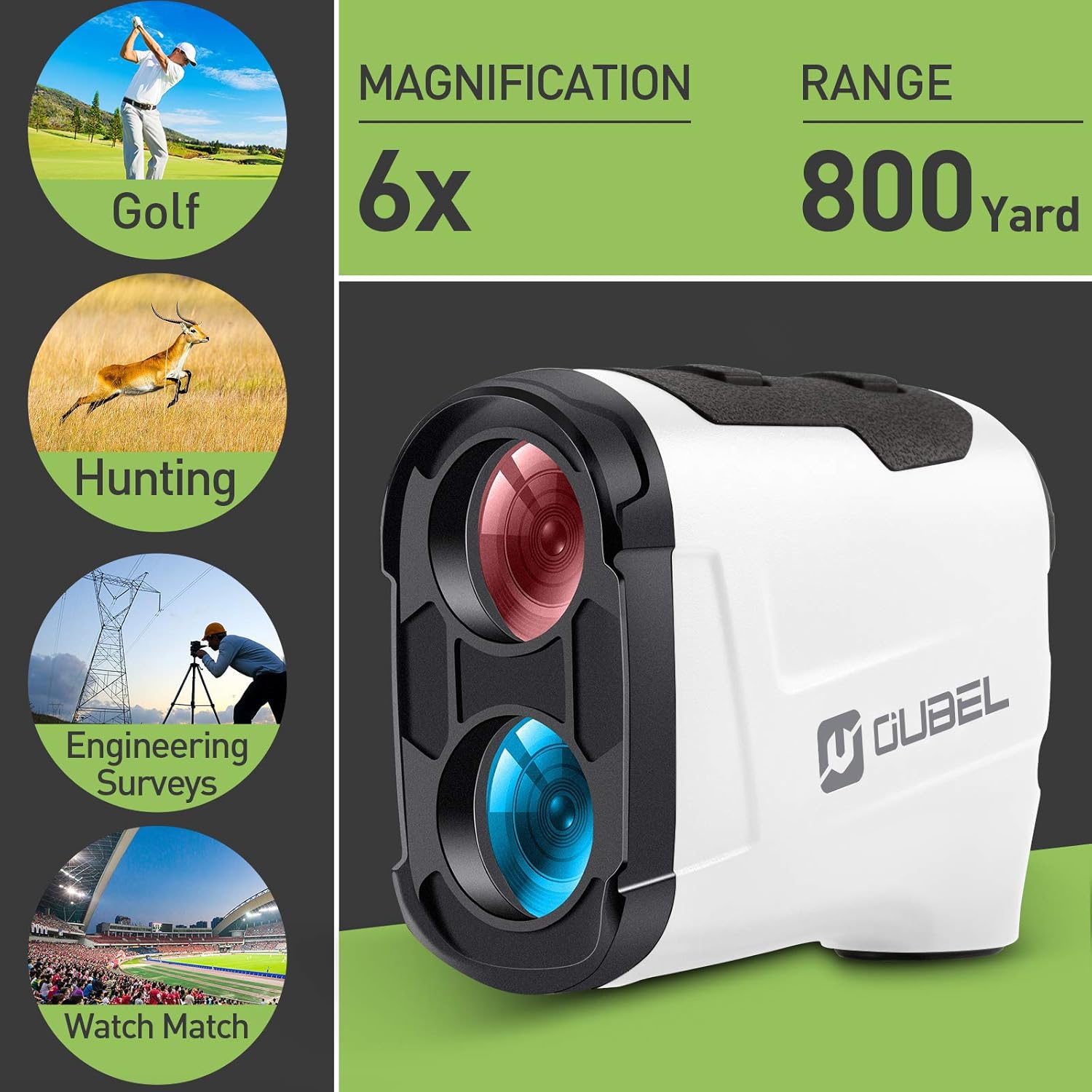OUBEL Golf Rangefinder, [Newest & High-Precision] Laser Range Finder,1200/800 Yard Range, Golf Rangefinder with Slope, Flag Lock with Vibration, 6X Magnification Rangefinder for Golfing & Hunting : Sports & Outdoors