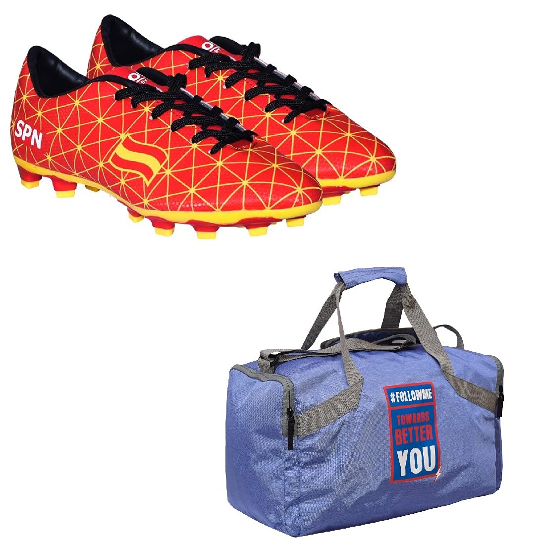 Charged Sports Bag Bouclier Follow Me Junior Purple with Gowin Football Shoe Country Color Spain Size-2