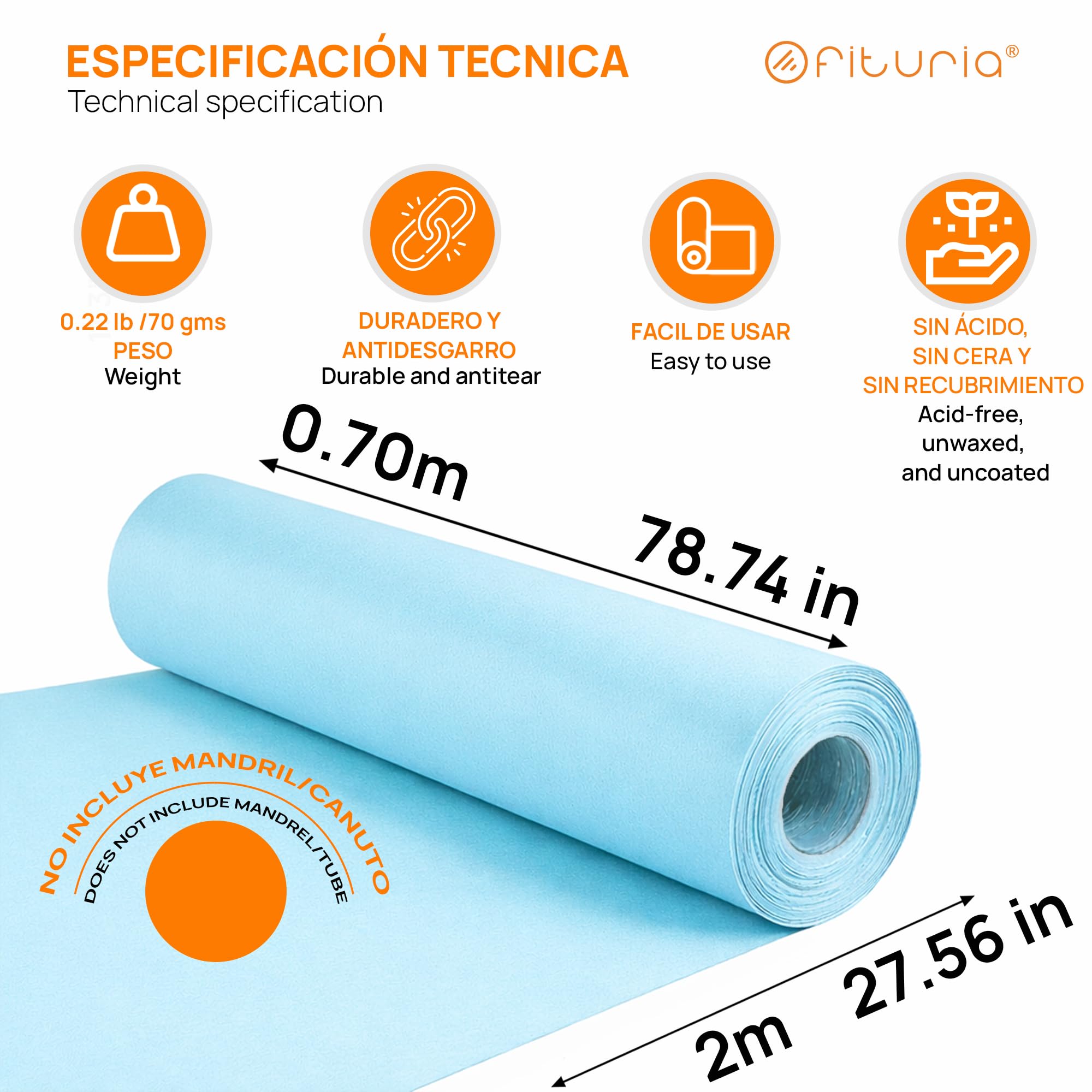Ofituria Kraftpapier Blau Pastell – Rolle 0 – Bild 2