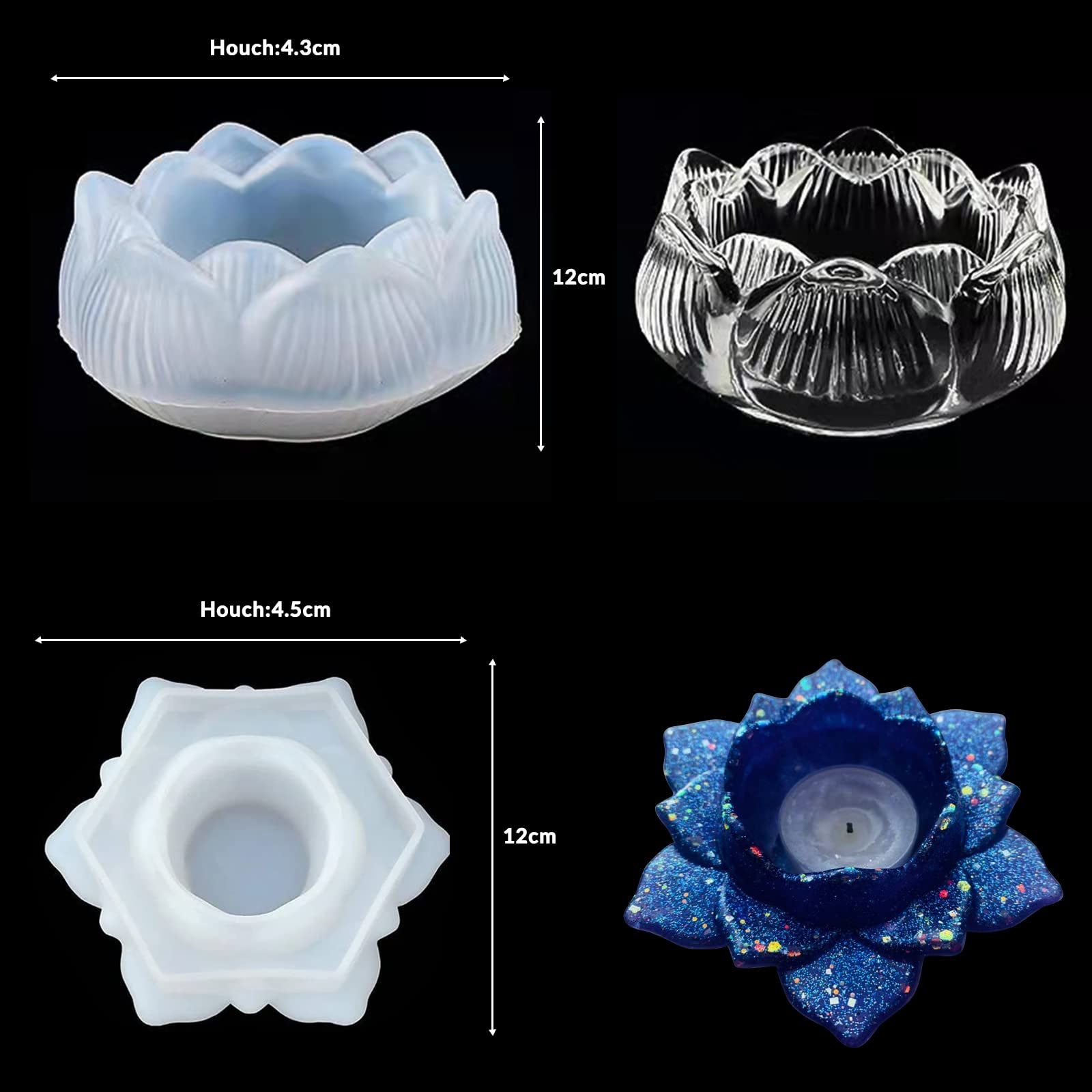 EPODA Epoxy Resin Moulds, 2Pcs Lotus Shape Candles Holder Silicone Resin Mold for Decorative Table Centerpieces, Perfect for Christmas and Holiday Gifts - Image 4