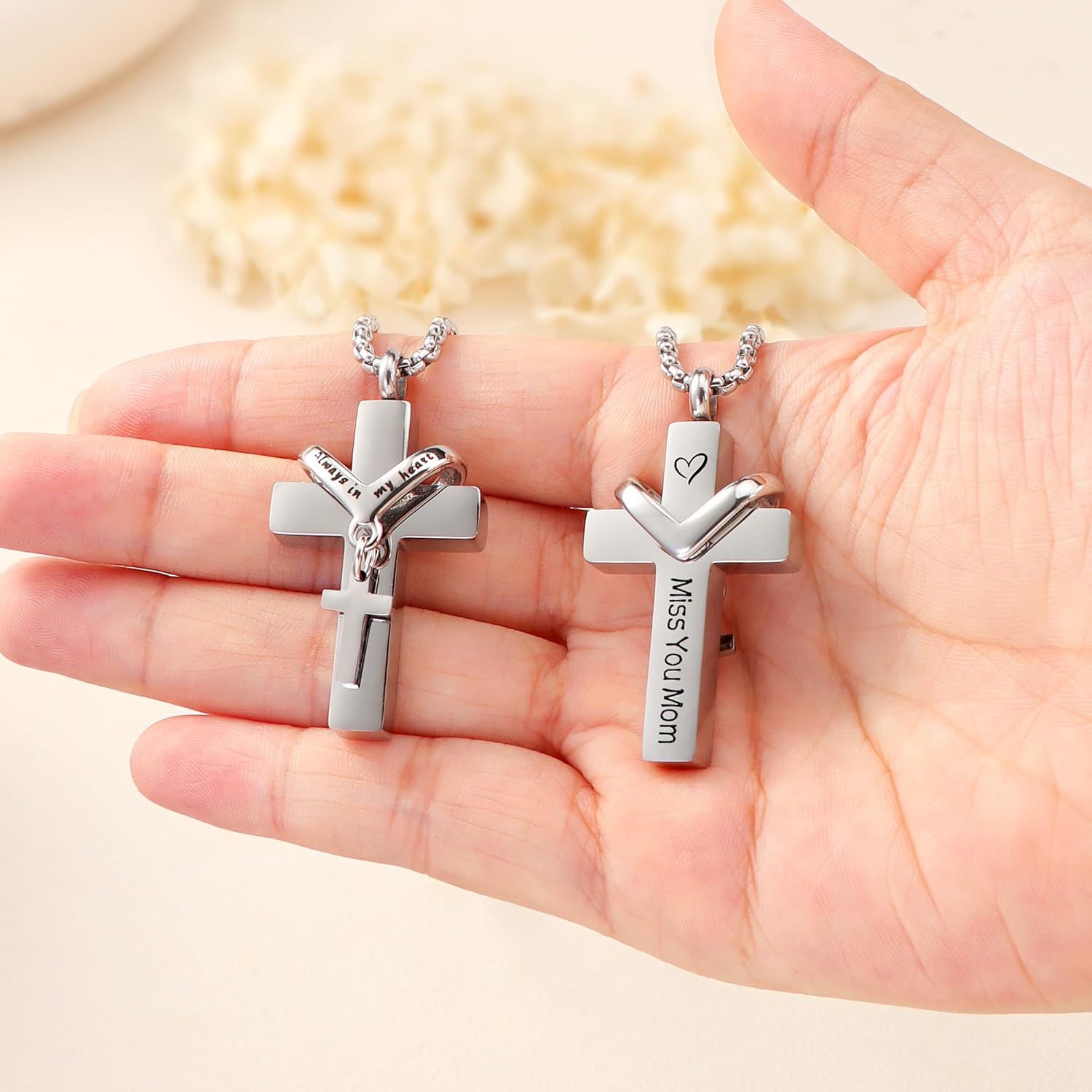 Cremation Cross Necklace for Ashes Cross Urns Locket Pendant Ashes Holder Stainless Steel Memorial Jewelry - Image 6