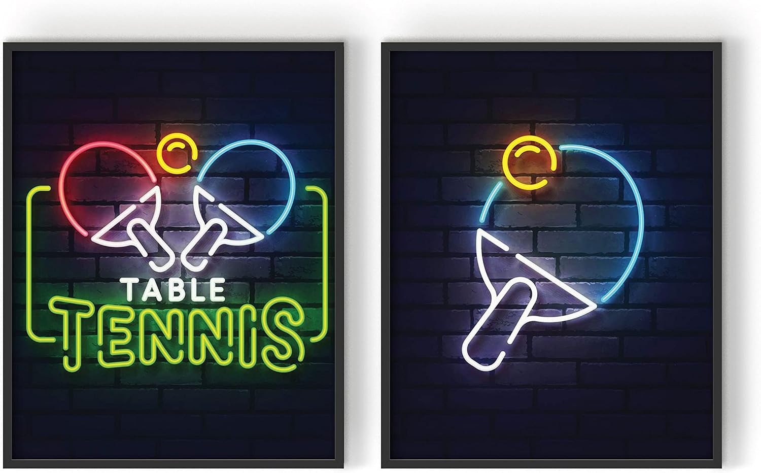 Summit Designs Ping Pong Table Tennis Neon Sign Wall Art Decor Prints - Set Of 2 (8x10) Inch Poster Photos - Basement Bedroom Gift Idea image 5