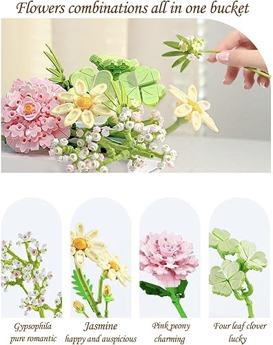 Miniatura 4 de Flower Bouquets Building Set Garden Building Blocks Artificial Flowers Set Compatible with Lego are a Birthday, for Kids, Lover, Friends (598PCS)