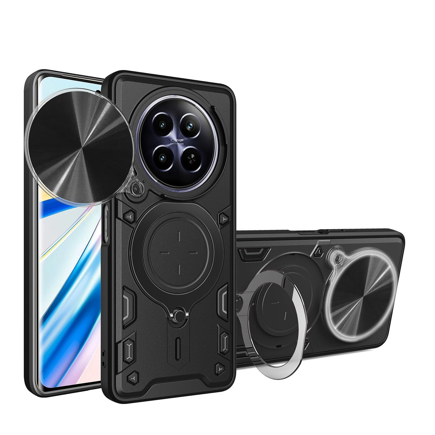 Lustree Back Cover Anti-Drop Case with 360° Metal Bracket and Sliding Camera Cover Case for Realme 13 Pro+ /Realme 13 Pro - Black (B0DFYDMPT7) Amazon Price History, Amazon Price Tracker