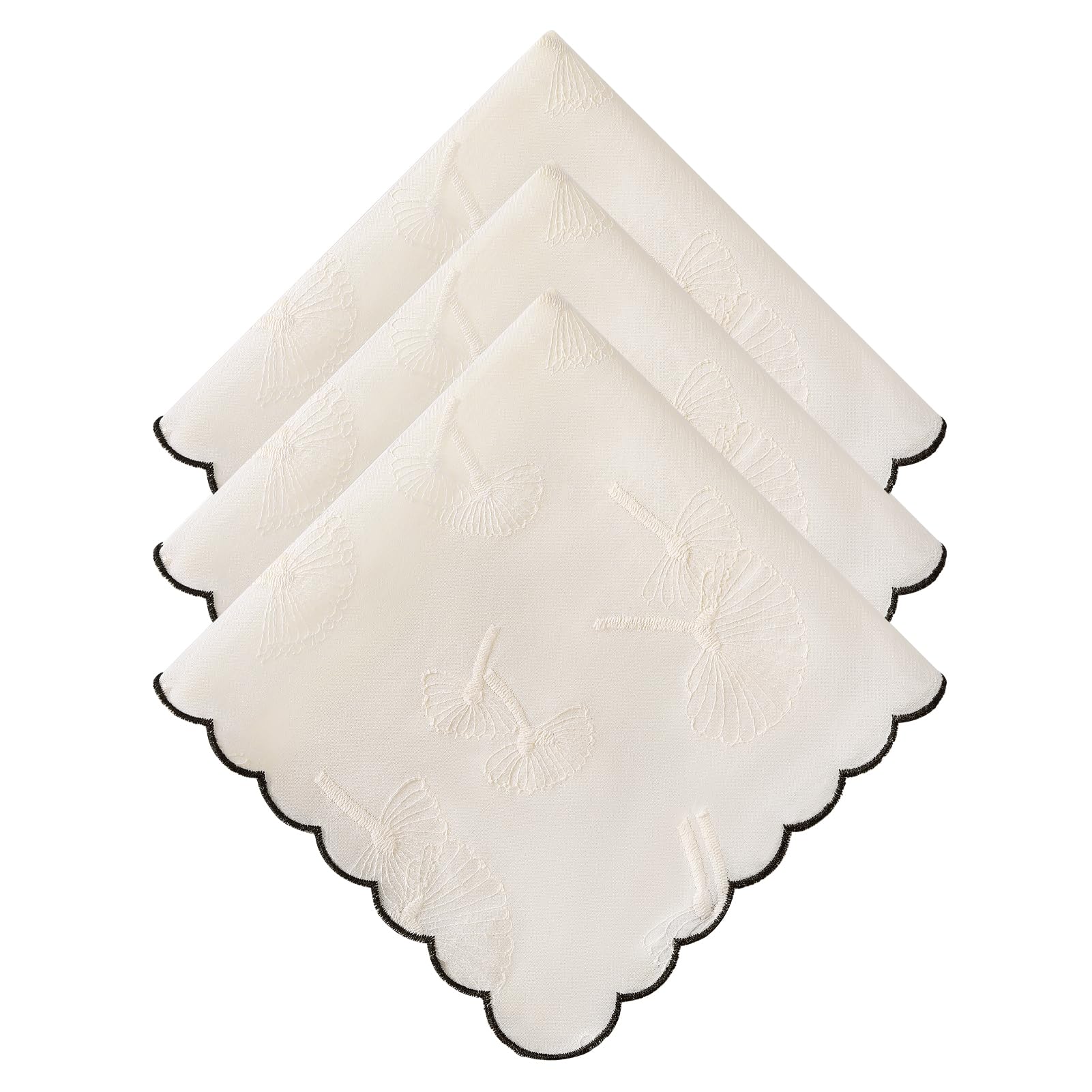 Women's Cotton Handkerchiefs Dandelion Scalloped Embroidered Ladies Hankies for Wedding Parties 3Pcs-image-41