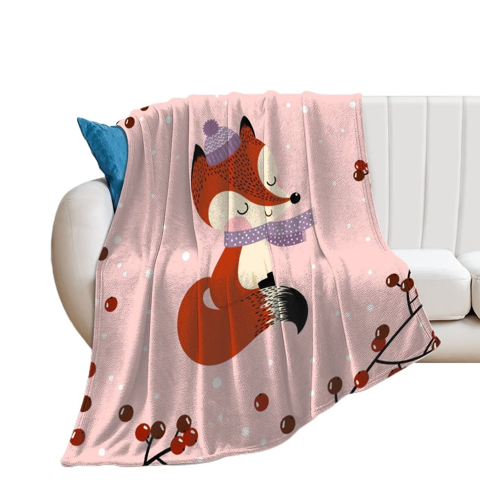 Couverture polaire renard en flanelle douce de qualité pour lit