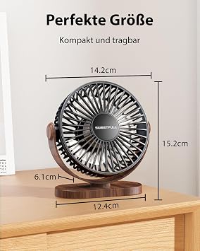 SWEETFULL USB Fan Mini Fan Small Table Fan Quiet 3 Speeds Desk Fan Fan Easy to Carry for Office Home and Outdoor