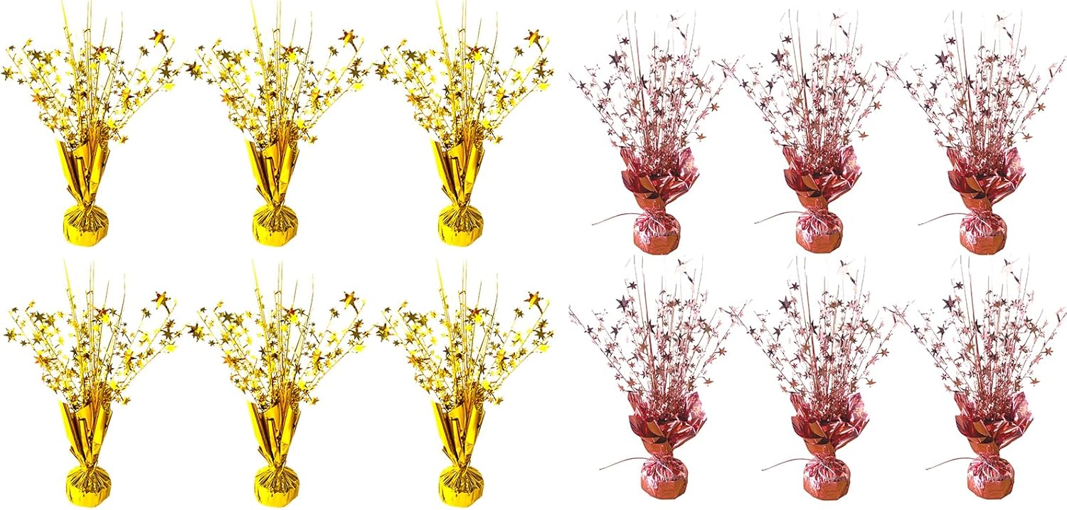 12 Pack Metallic Foil Spray Centerpiece Star Table Decoration Burst Table Centerpieces for Birthday Wedding Anniversary Graduation Holiday Party Supplies Decor