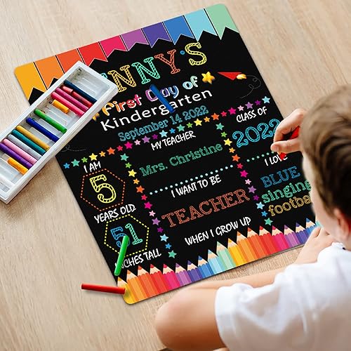 Miniatura 4 de Tablero para el primer y último día de escuela letrero de regreso a clases de doble cara de 10 x 12 pulgadas letrero de pizarra de doble cara para