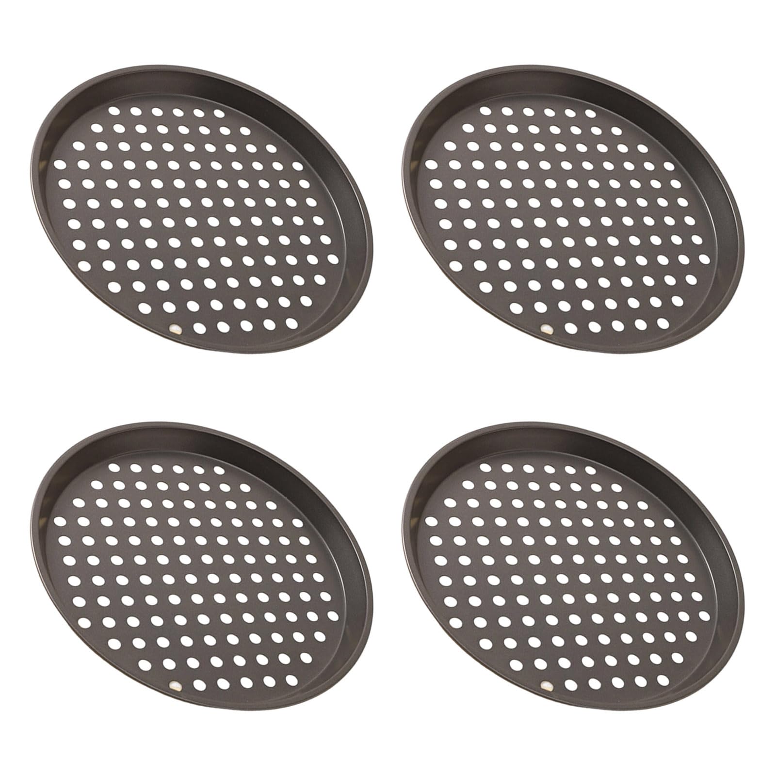 Xinsheinelry Of 4 Multipurpose Carbon Steel Perforated Pizza Pans Nonstick Coating for Effortless Baking Easy Release Carbon Steel Baking Sheet
