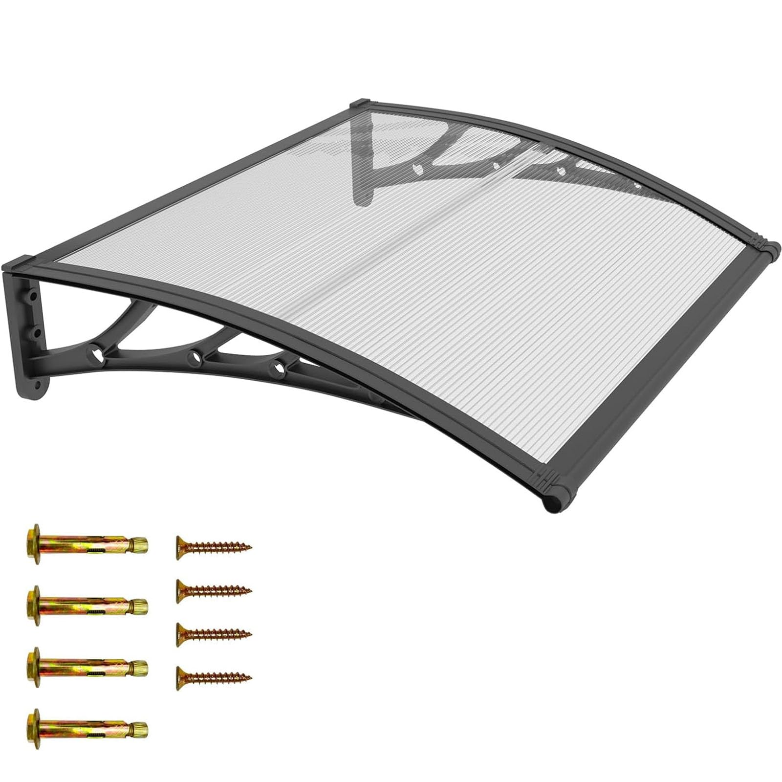 ZLSXAOASP Outdoor Awning Canopy Shelter, Polycarbonate Front Door Rain Shelter for Porch, Patio, Deck, House Entrance