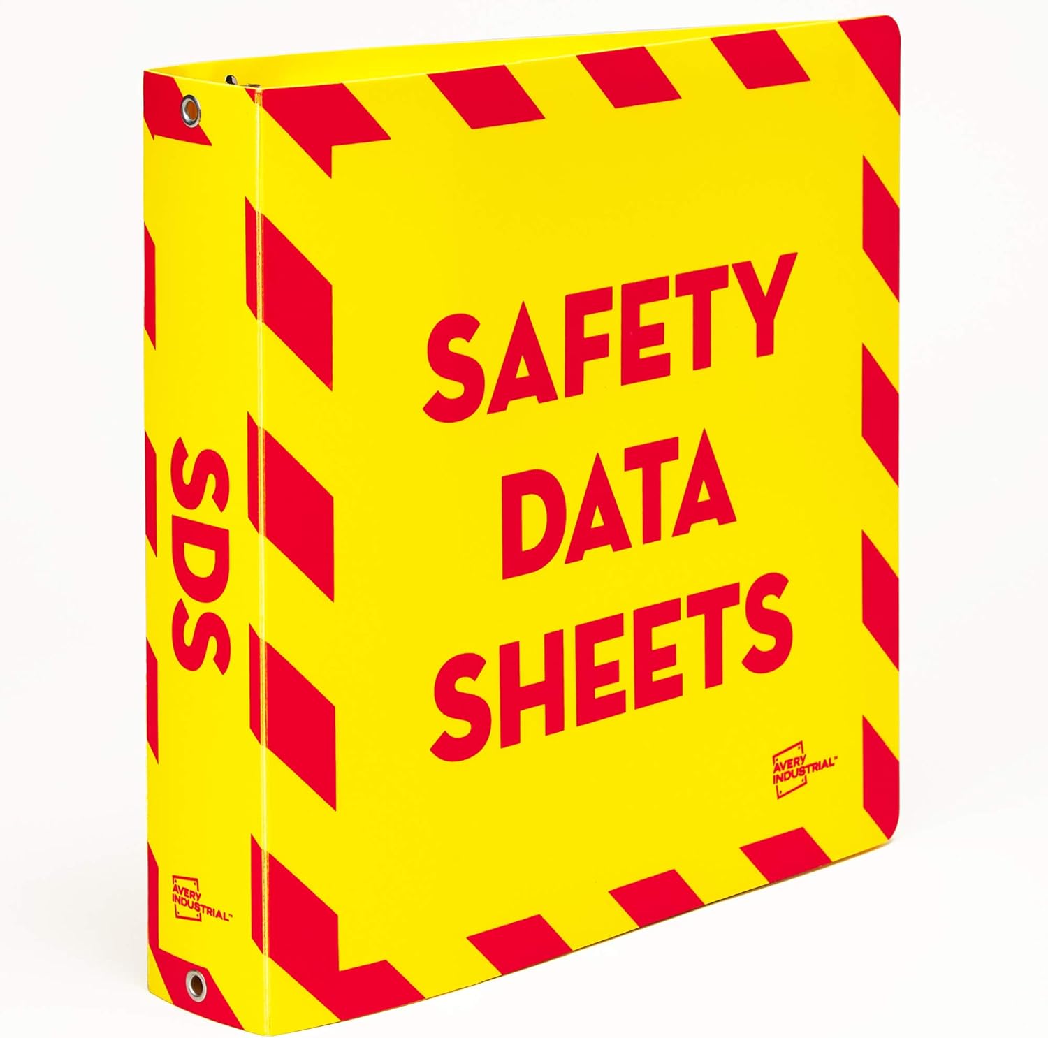 Avery Heavy-Duty Industrial SDS Binder, 3" One-Touch Rings, Yellow/Red Border (18952)