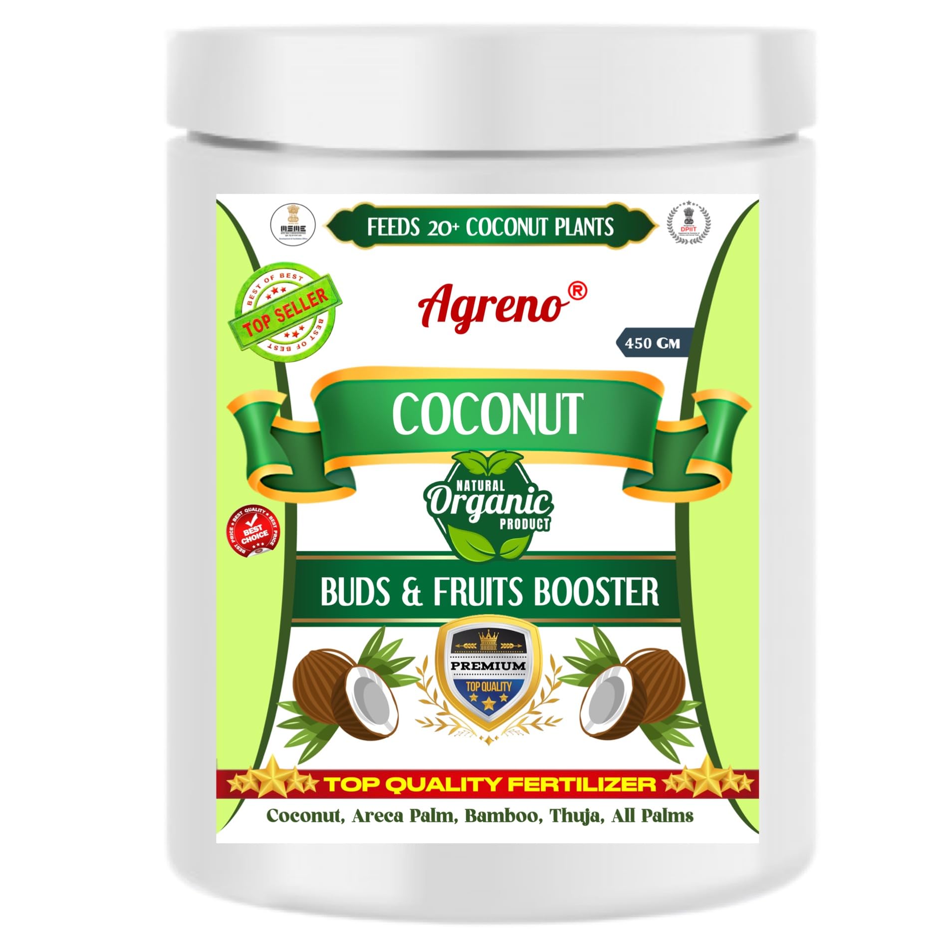 Agreno® Coconut Buds and Fruit Booster, Essential Powerful Organic Fertilizer Granule for Fast Growth and Heavy Fruiting of Coconut Plants. (450 gm) (B0D812RWCP) Amazon Price History, Amazon Price Tracker