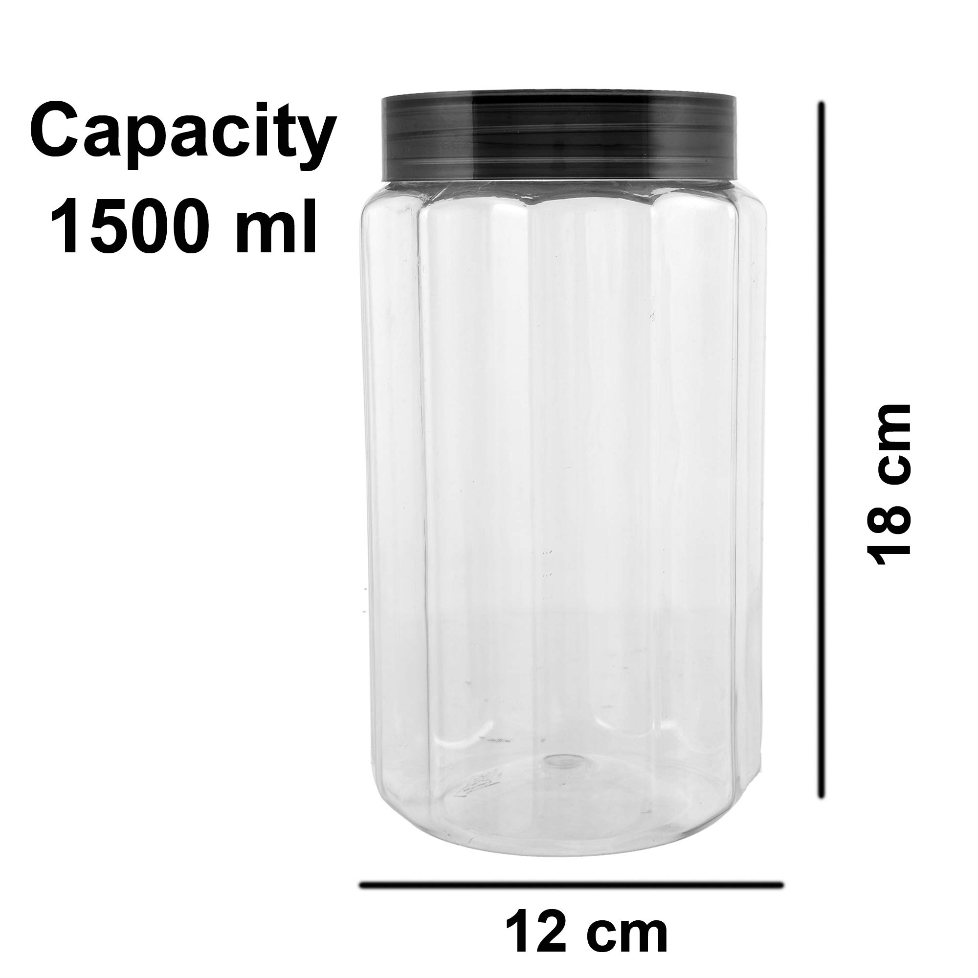 Kuber Industries Opal Plastikowy hermetyczny zestaw pojemników na słoiki dla zwierząt domowych (zestaw 6 1100, 1500 ml, szary)-KUBMARTK11058