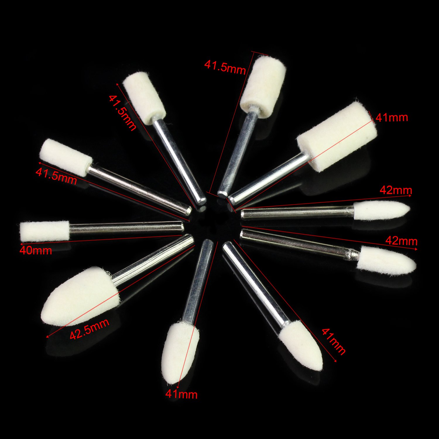 HSeaMall Laine feutre Mandrel Monté Polissage Tête Multifonctionnel Meulage Point de Polissage Polissage Accessoires 100 PCS