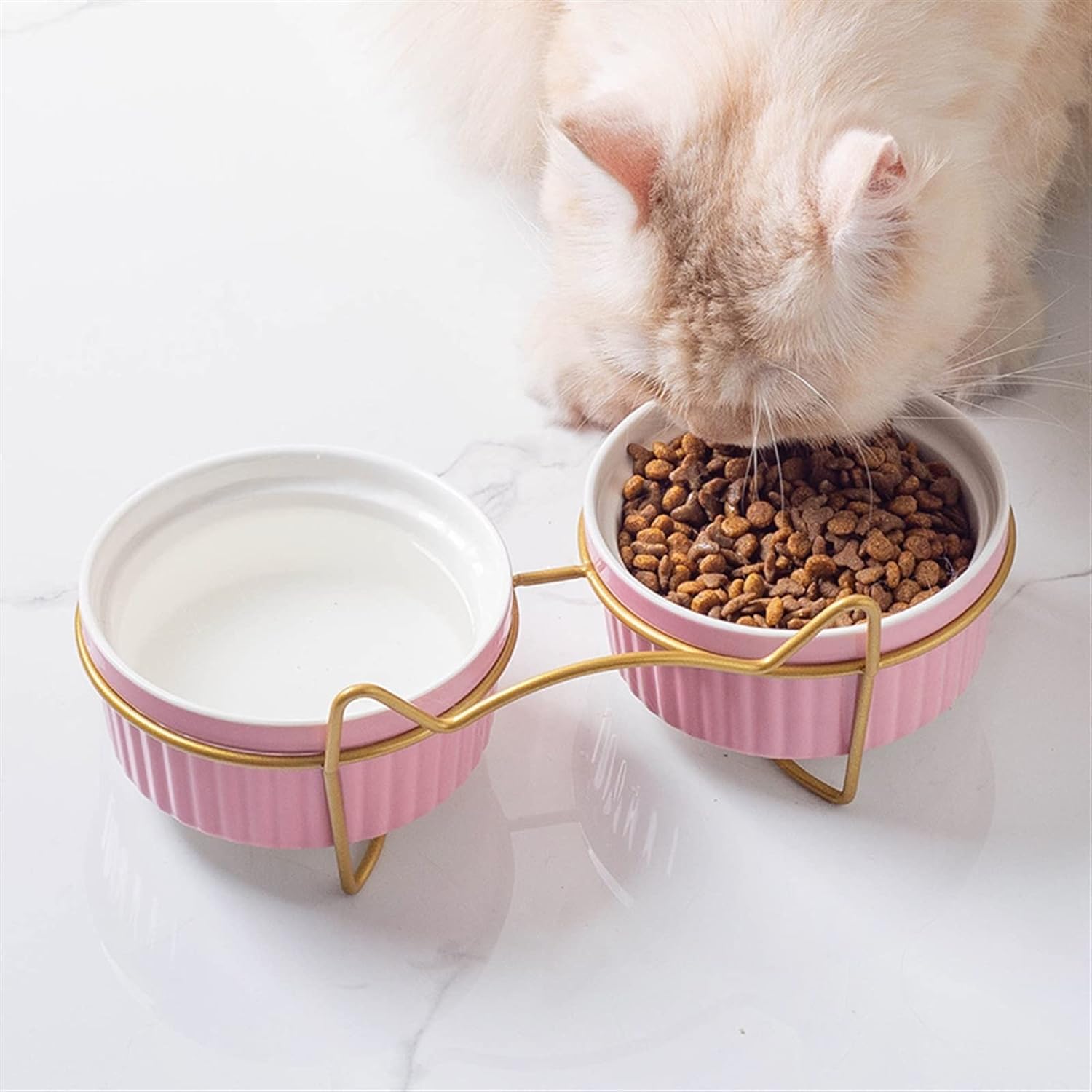 DAN HOMDAN HOM Cat Food Bowl, Ceramic Cat Bowl Set: Stylish Dining for Small Breeds - Tilted, Non-Slip, and Anti-Vomiting Design. Durable, Easy-to-Clean Pet Bowls in Cute Shapes for Feline Elegance