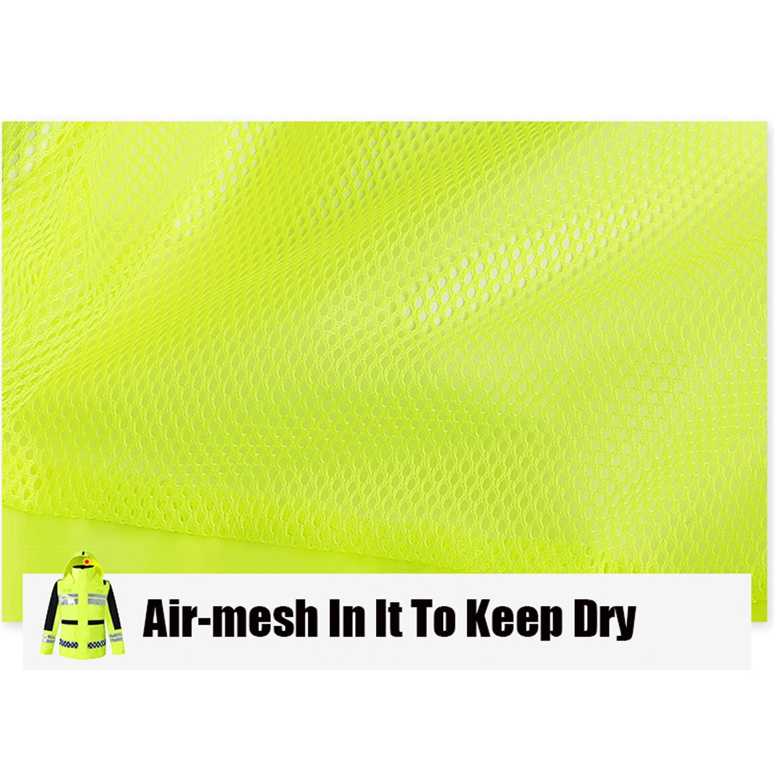Chaleco reflectante de alta visibilidad, Chaleco impermeable reflectante con capucha de alta visibilidad for hombre, amarillo, varios tamaños