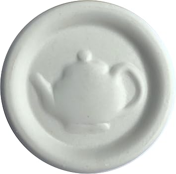 JBK Pottery Pot Minder Ceramic Boil Spill Stopper Disc - Kitchen Overflow Preventer for Noodles, Soups, Pasta, Seafood - Heat, Steam & Splatter Saver for Stove & Microwave - 2.3 inches, Tea Pot Design