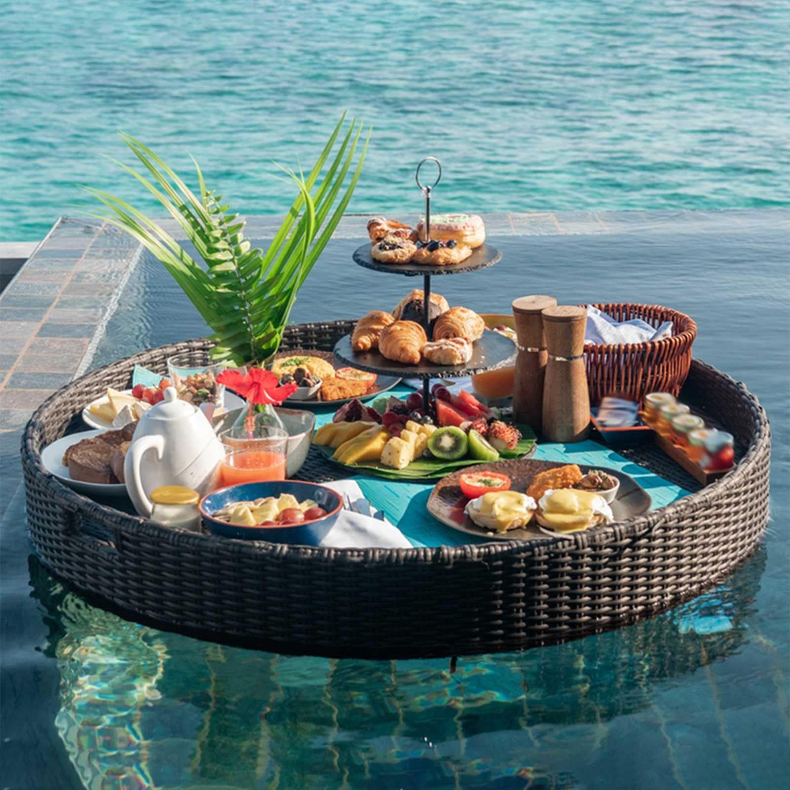 Swimming pool floating bar, Floating Tray(Brown,80CM)