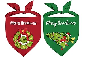 Christmas Bandana for Cats, 2 Pack Adjustable Bandanas for Dogs