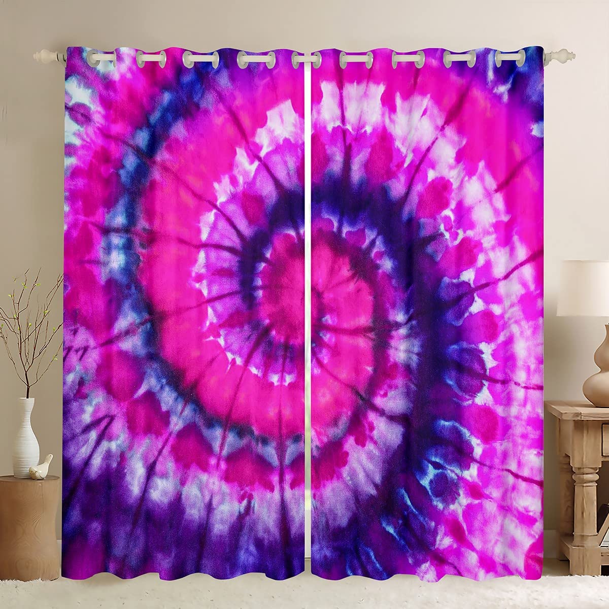 Colorful Blackout Curtains Psychedelic Spiral Curtains 84