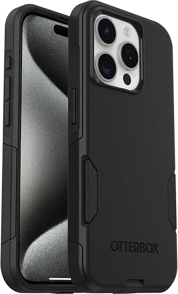 OtterBox iPhone 15 Pro (Only) Commuter Series Case - BLACK, slim & tough, pocket-friendly, with port protection (ships in polybag, ideal for business customers)