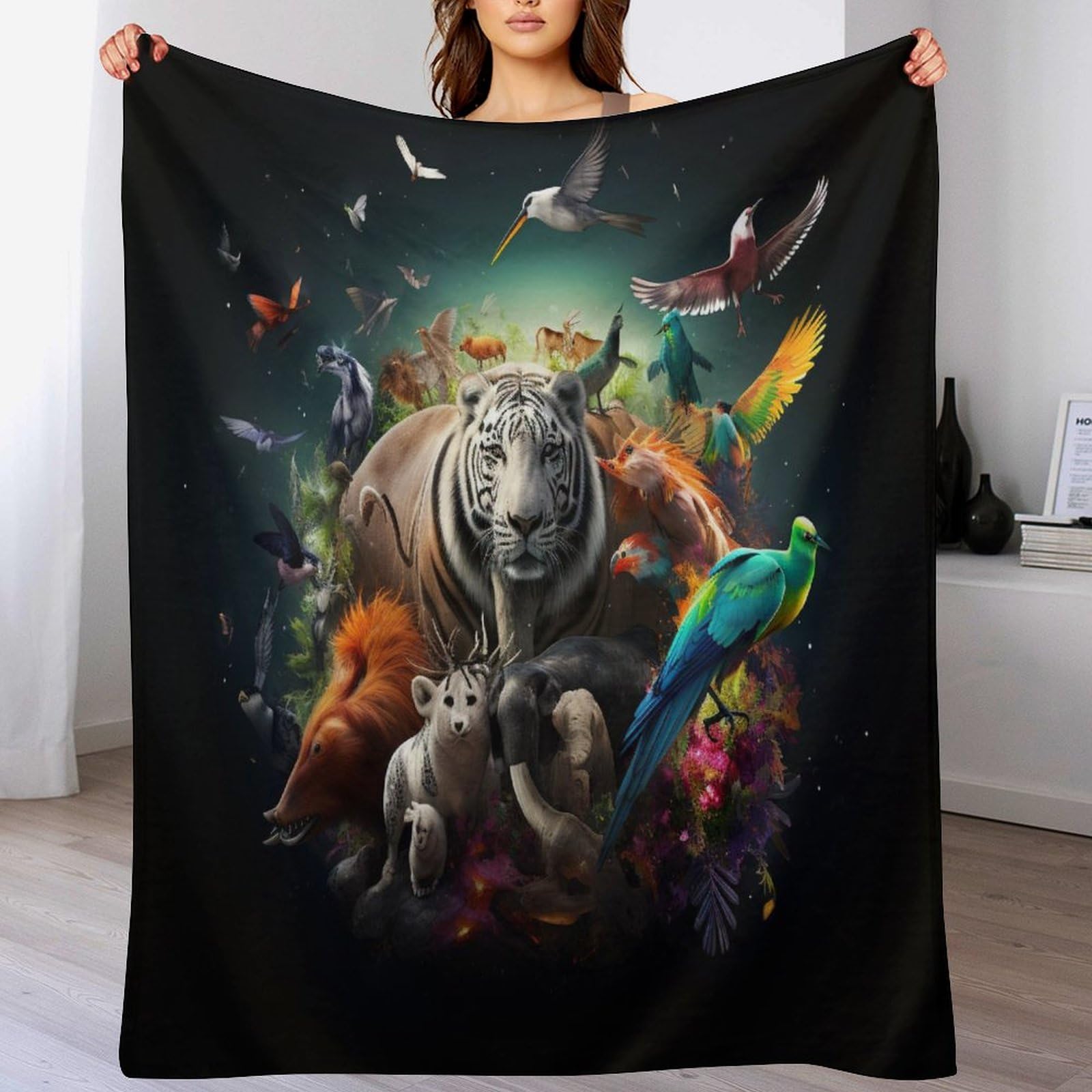 Couverture pour canapé animaux d'afrique fini les soirées froides avec ce plaid flannel chaud