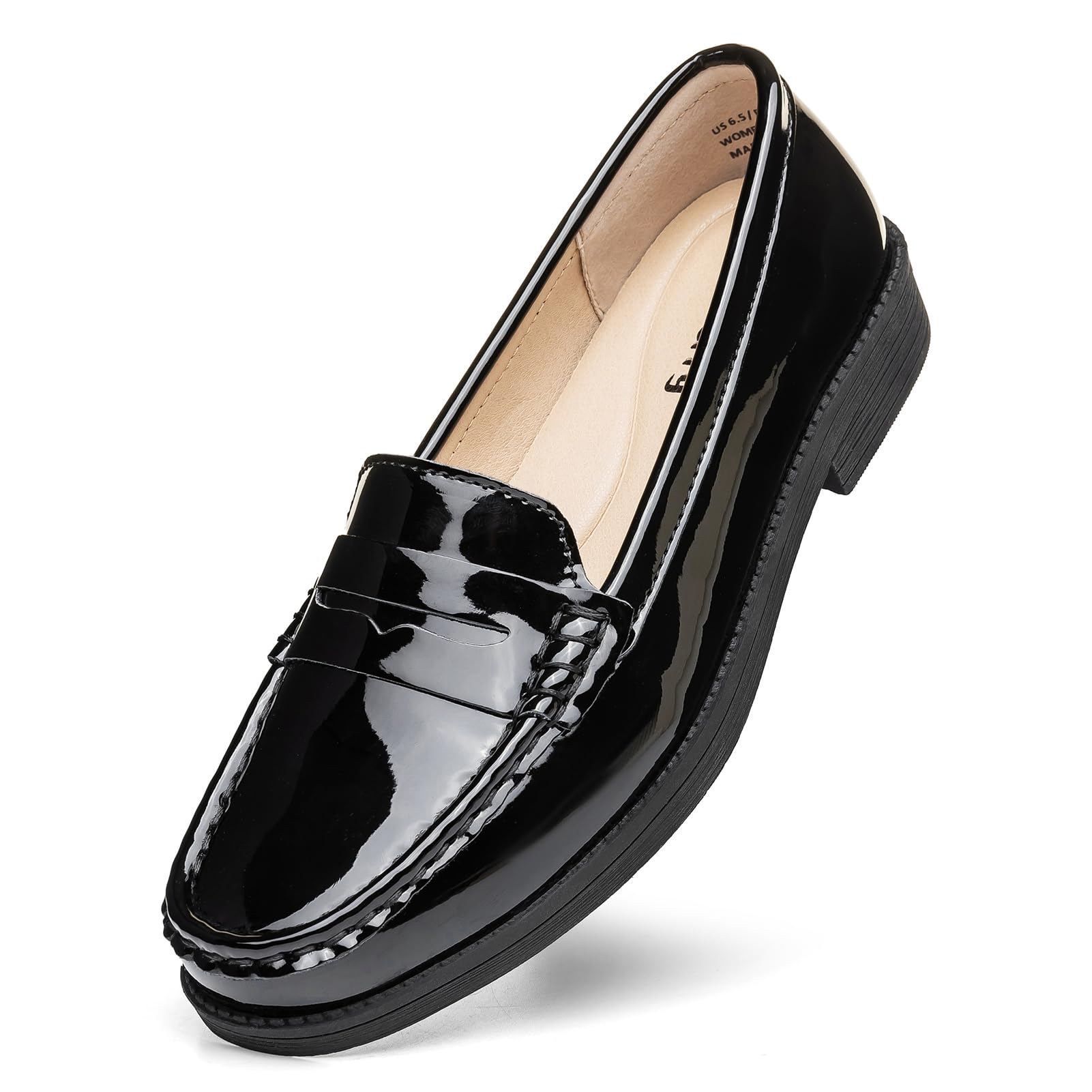 Women's Comfortable Leather Penny Loafers Slip On Business Casual Dress Shoes Lightweight Office Work Flats Everyday Walking Shoes for Women