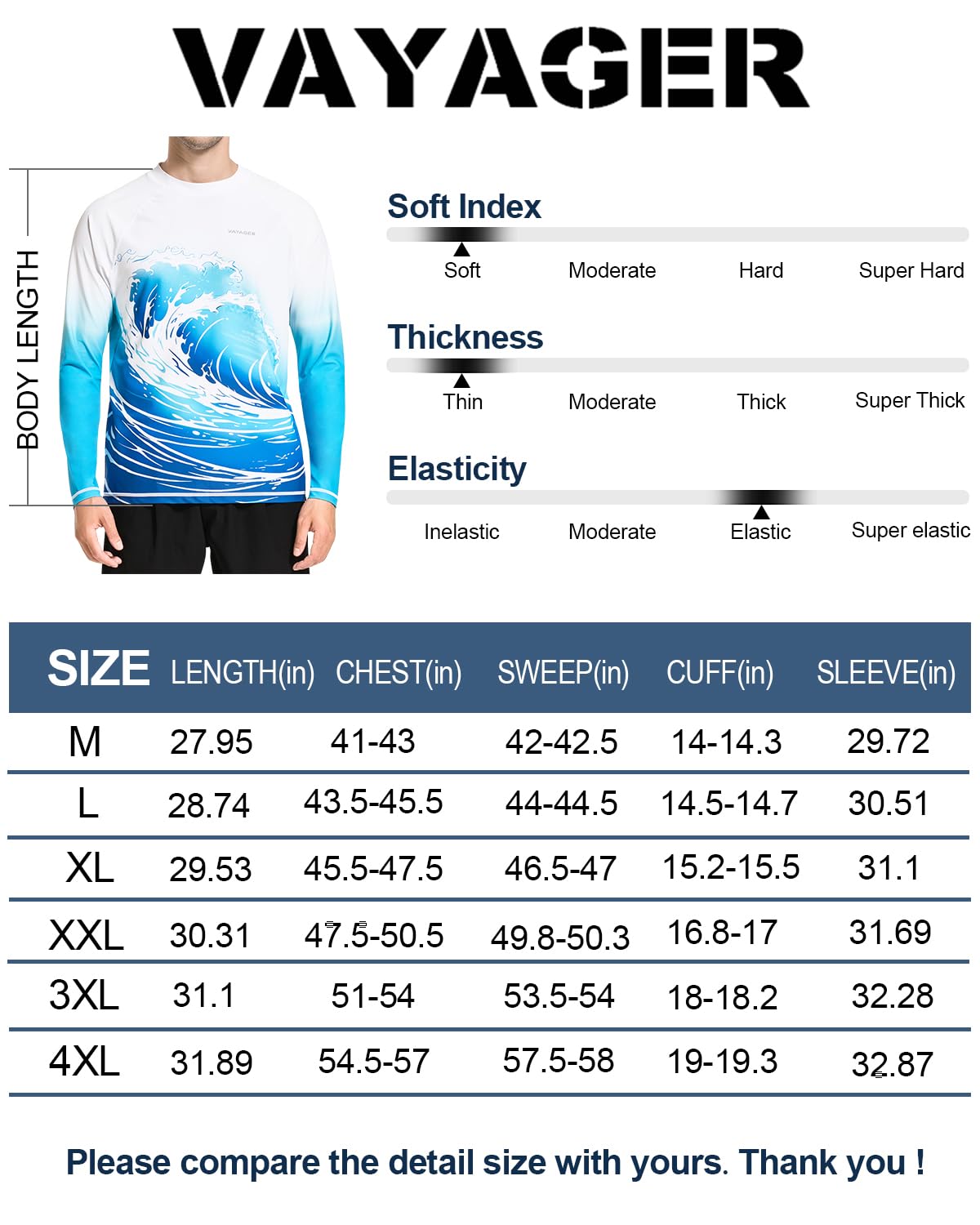 VAYAGER Camiseta de natación para hombre, protección solar UV UPF 50+, de secado rápido, camiseta de manga corta, camiseta de surf para pesca y playa