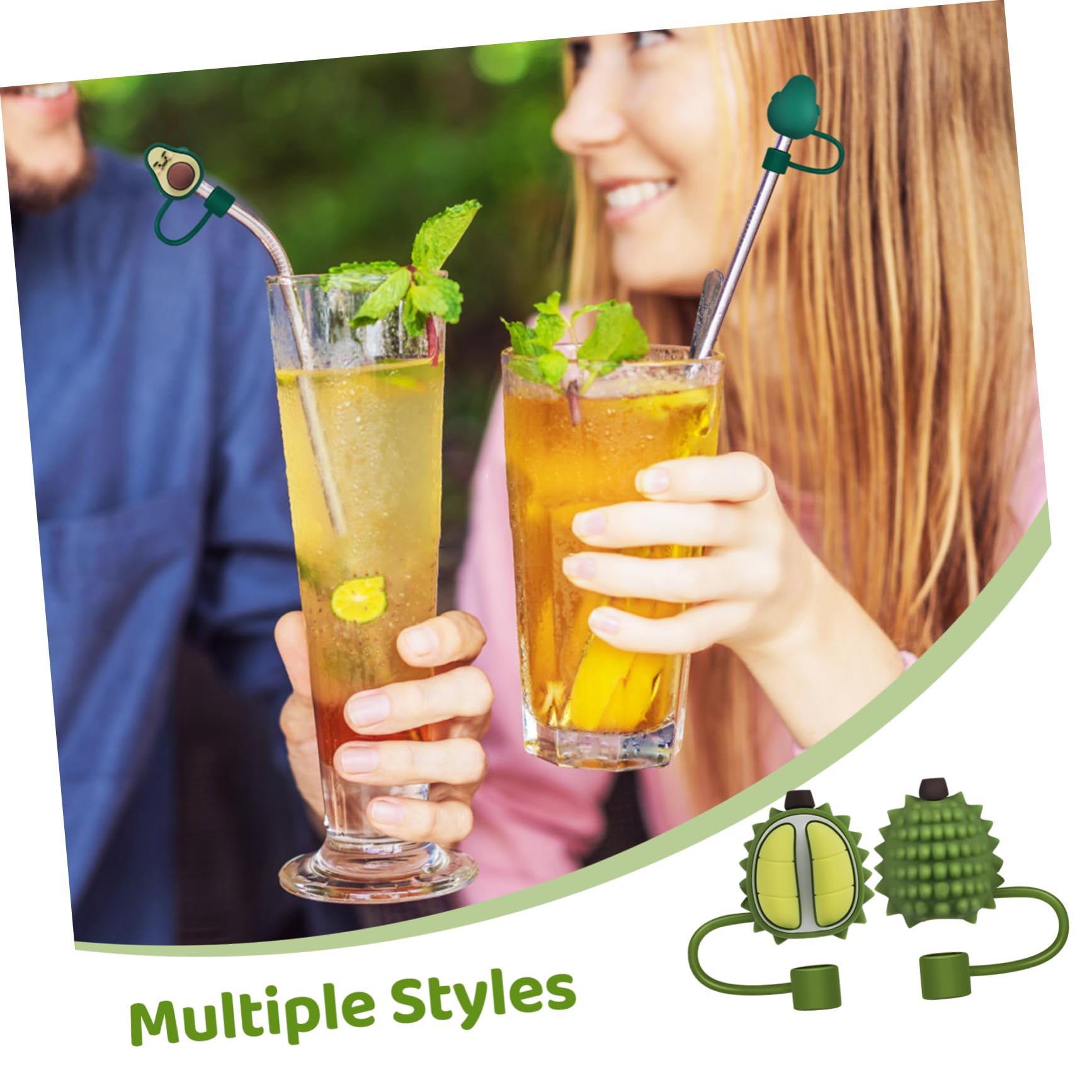 IMIKEYA 5 Sätze Glasstrohhalm-set Glasstrohhalme Glastrinkhalme Strohhut Set Straw Cover Glasstromhalm Strohstopper Strohaufsätze Aus Silikon 8 Stück * 5