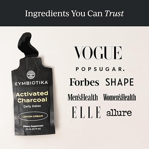 Miniatura 6 de CYMBIOTIKA Paquetes de suplemento líquido de carbón activado de cocos para hinchazón, salud intestinal y apoyo digestivo, ayuda a la