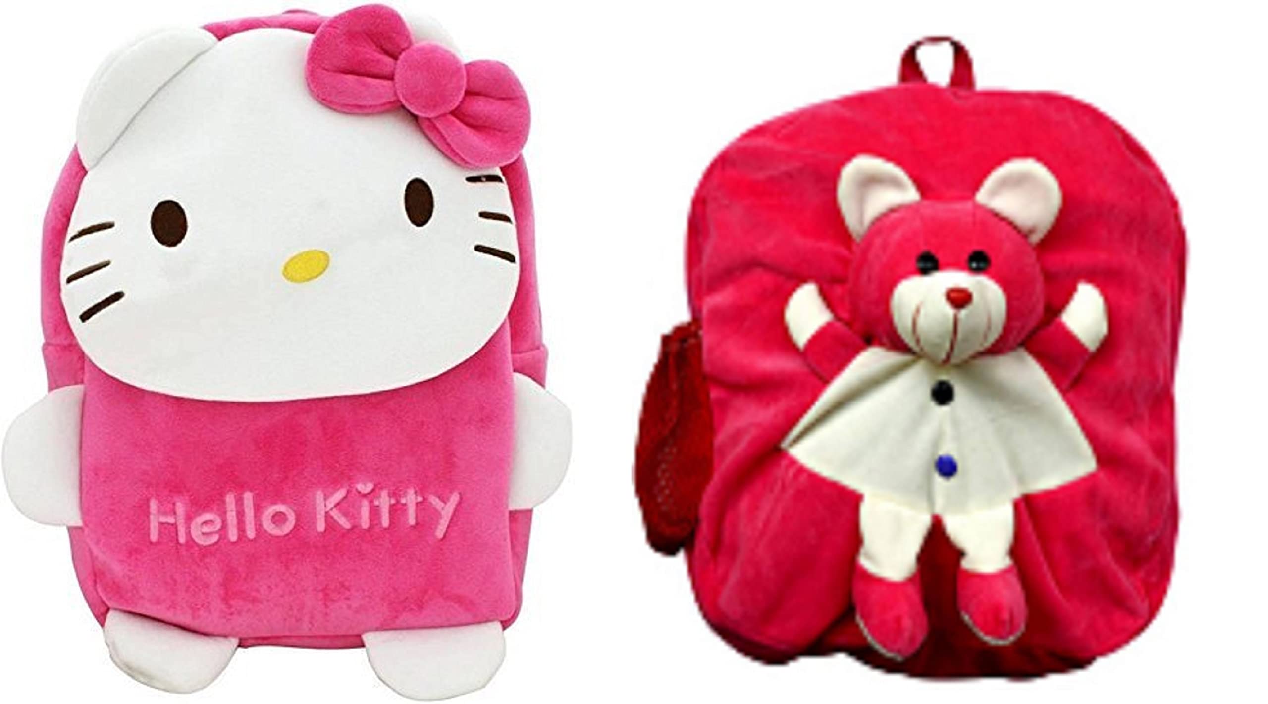 Black Hill Kids School Bag Soft Plush Backpack Cartoon Bags Mini Travel Bag for for Girls Boys Toddler Baby Hello Kitty & Teddy
