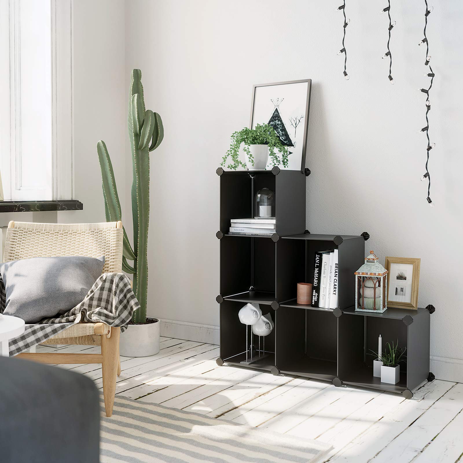 SONGMICS Cube Storage Organizer, 6Cube Bookshelf, Closet Organizers