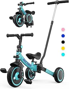 Verstelbare Kinderfiets Driewieler 3-in-1 Driewieler Voor Peuters 1-5 Jaar - Met Duwstang, Opvouwbare Pedalen | Loopfiets En Driewieler In één, Max. 15 Kg Loopfiets Vanaf 1 Jaar