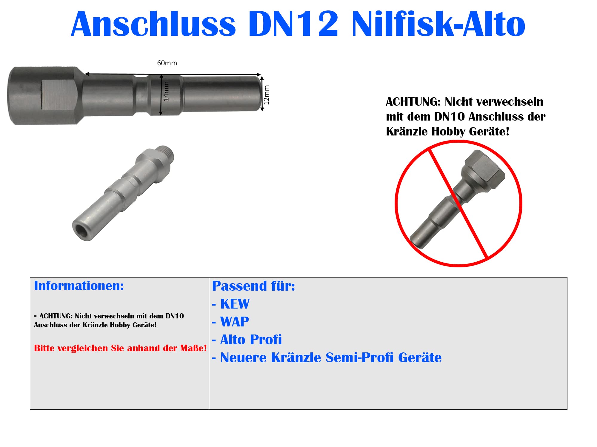 30 Meter Rohrreinigungsschlauch Set für Hochdruckreiniger mit D12 DN12 Stecksystem kompatibel mit KEW Nilfisk Kränzle bully k1152 k2000 serie uvm…
