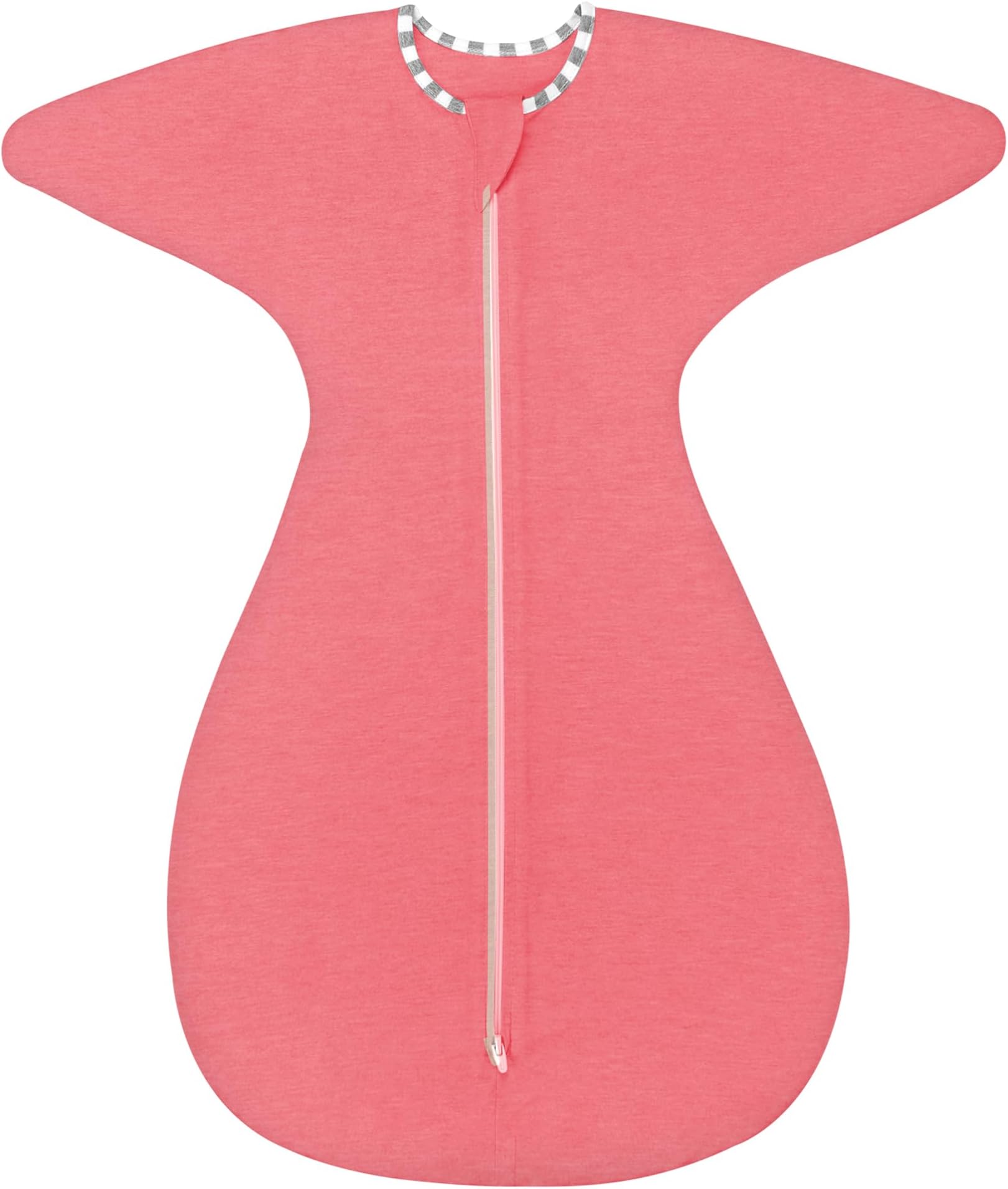 ZIGJOY Shark-Fin Transition Swaddle 0.5 TOG Baby Sleeping Bag 95% Bamboo Fiber Self-Soothing Sleep Bag for Newborn Wearable Blanket with 2-Way Zipper, Pink, 6-12 Months