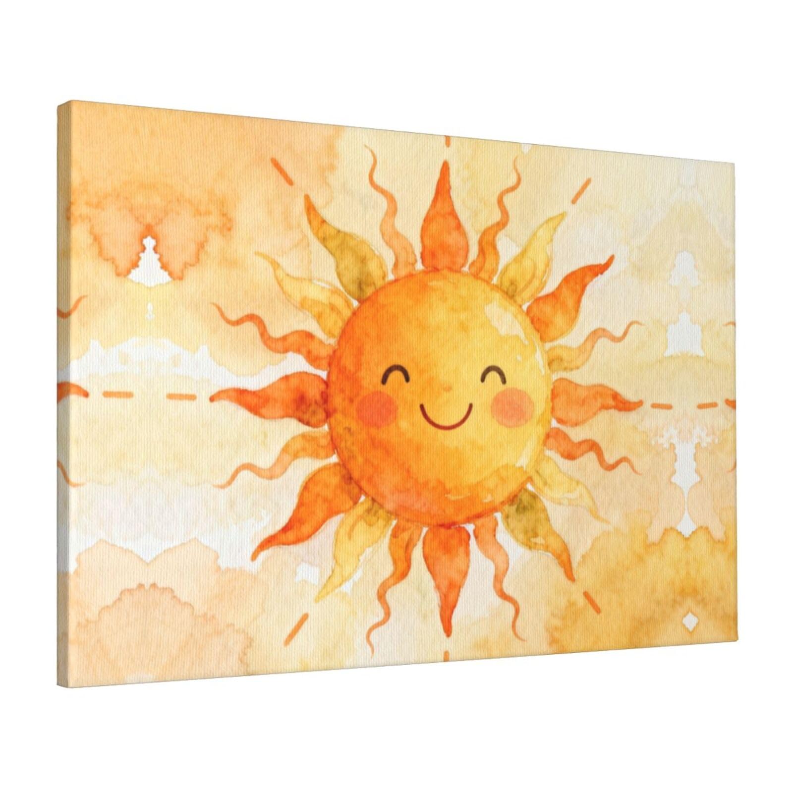 CNTDBU Sunflower Sun Canvas Wall Art 16x24 Inch-Large Modern Painting Print for Living Room, Framed Ready to Hang Artwork for Bedroom