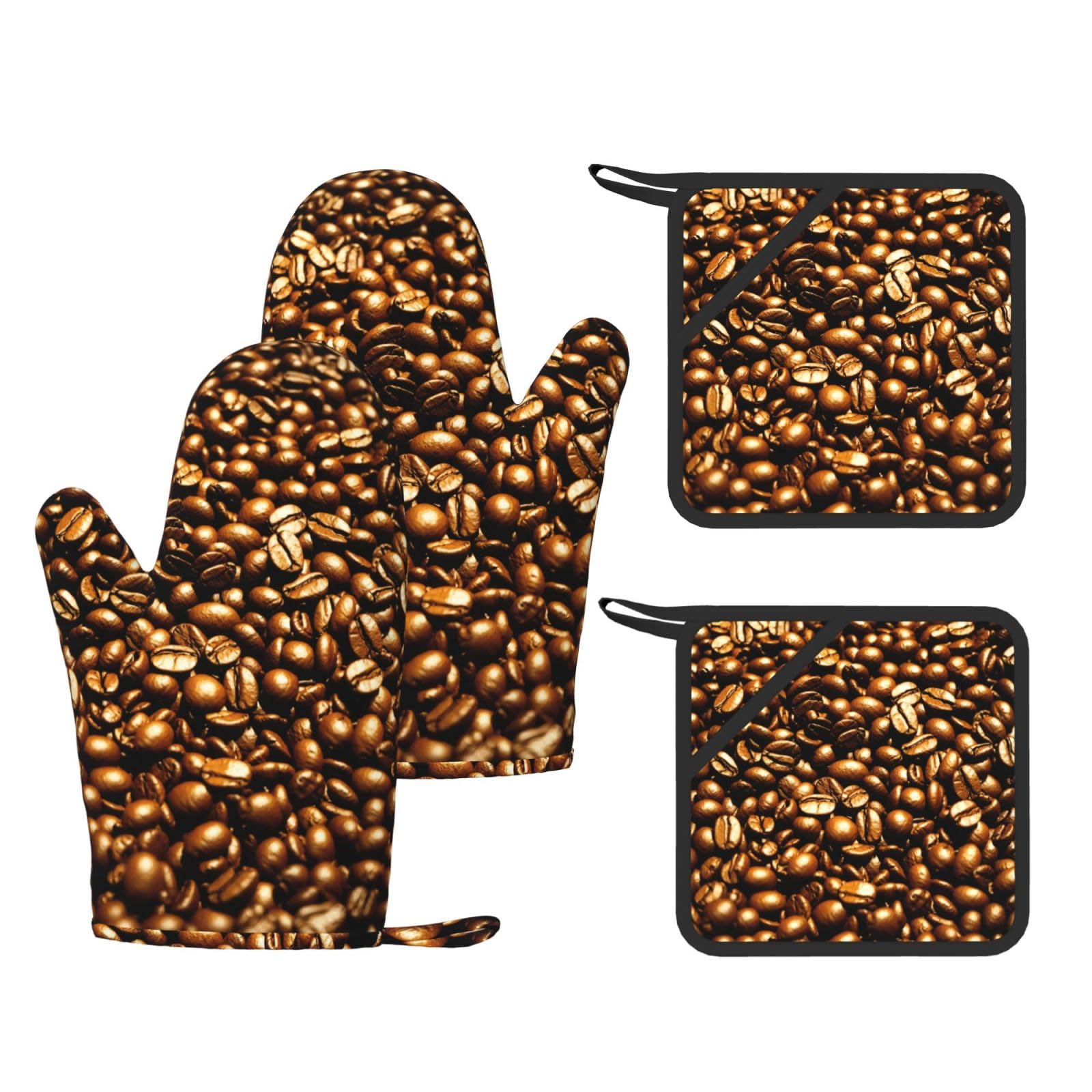 Protection thermique cuisine lavable motif grains de café pour four