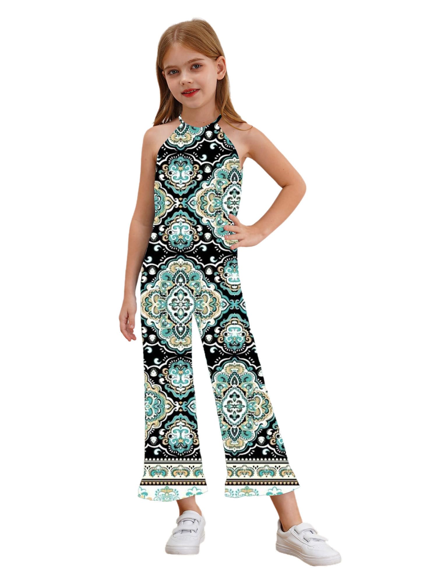 TiaoBug Mono Largo Sin Manga Para Niñas Trajes De Una Pieza Ropa De Verano Elegante Mono Largo Para Vacaciones Playa Hawaiana Pantalones De Verano