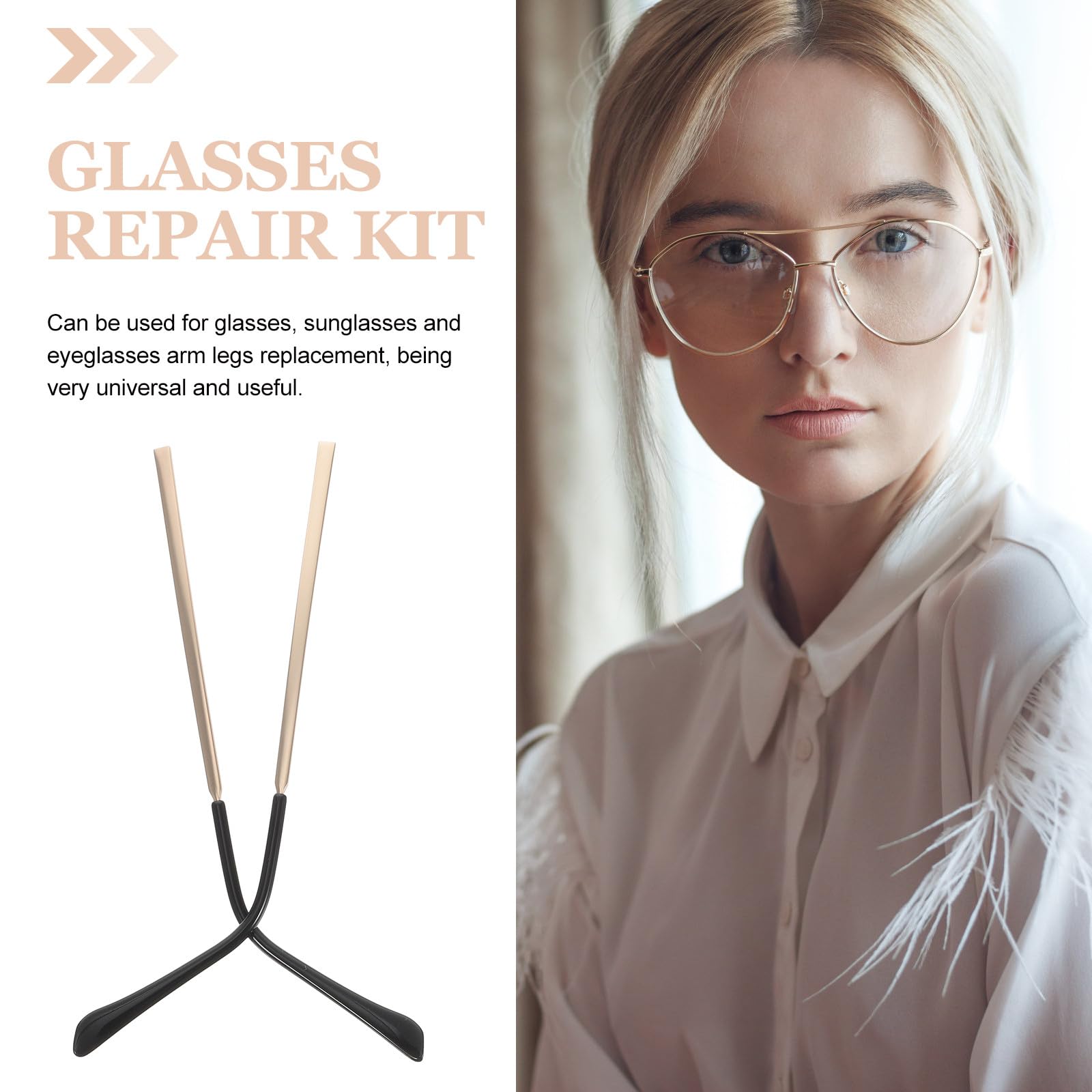 Gadpiparty Patillas de Repuesto Metálicas Aplicables para Gafas Brazos de Temple Resistentes Compatibles con Gafas de Sol y Miopía Accesorios para Reparación de Lentes