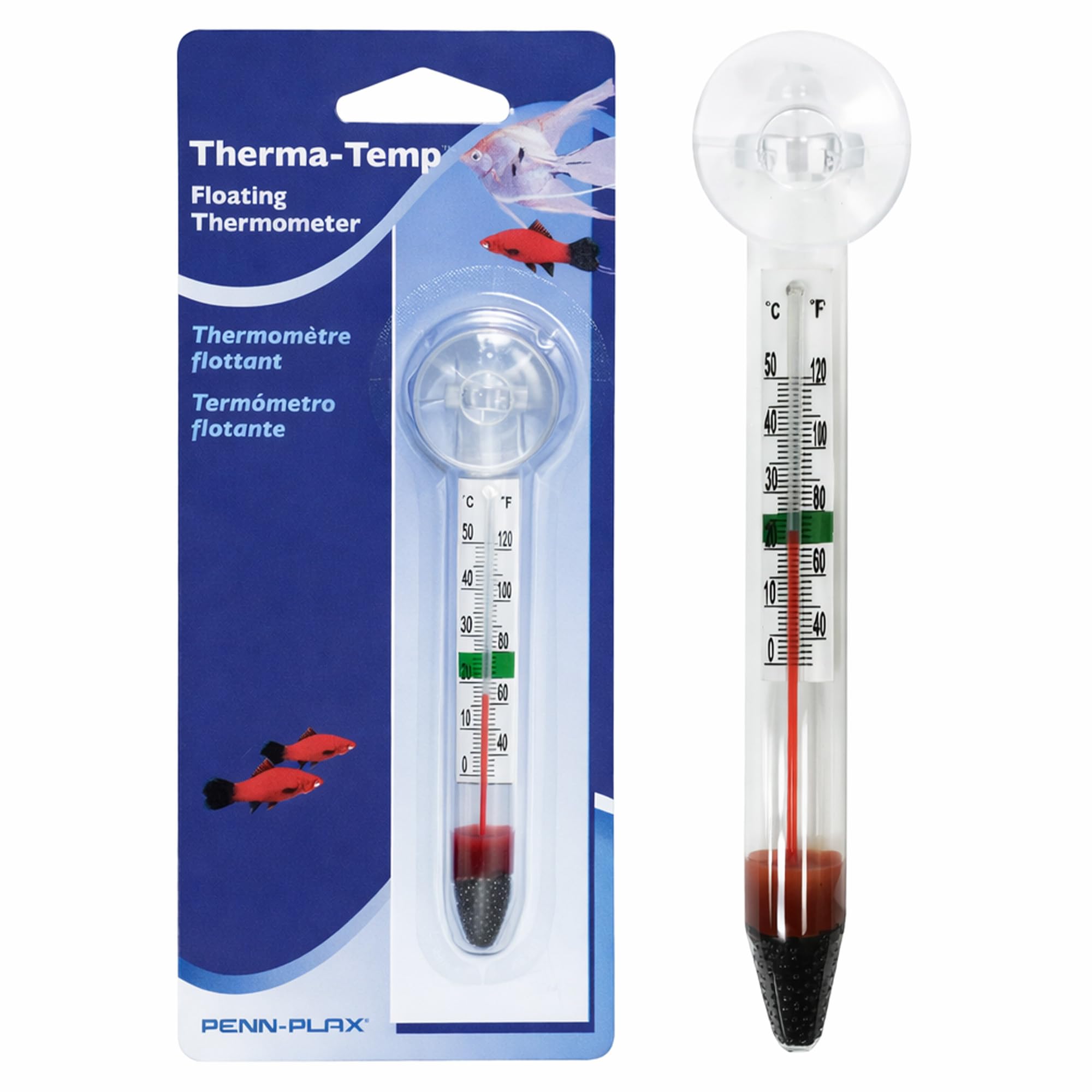 PENN-PLAX Therma-Temp Floating Aquarium Thermometer – Mercury Free – Safe for Freshwater and Saltwater Fish