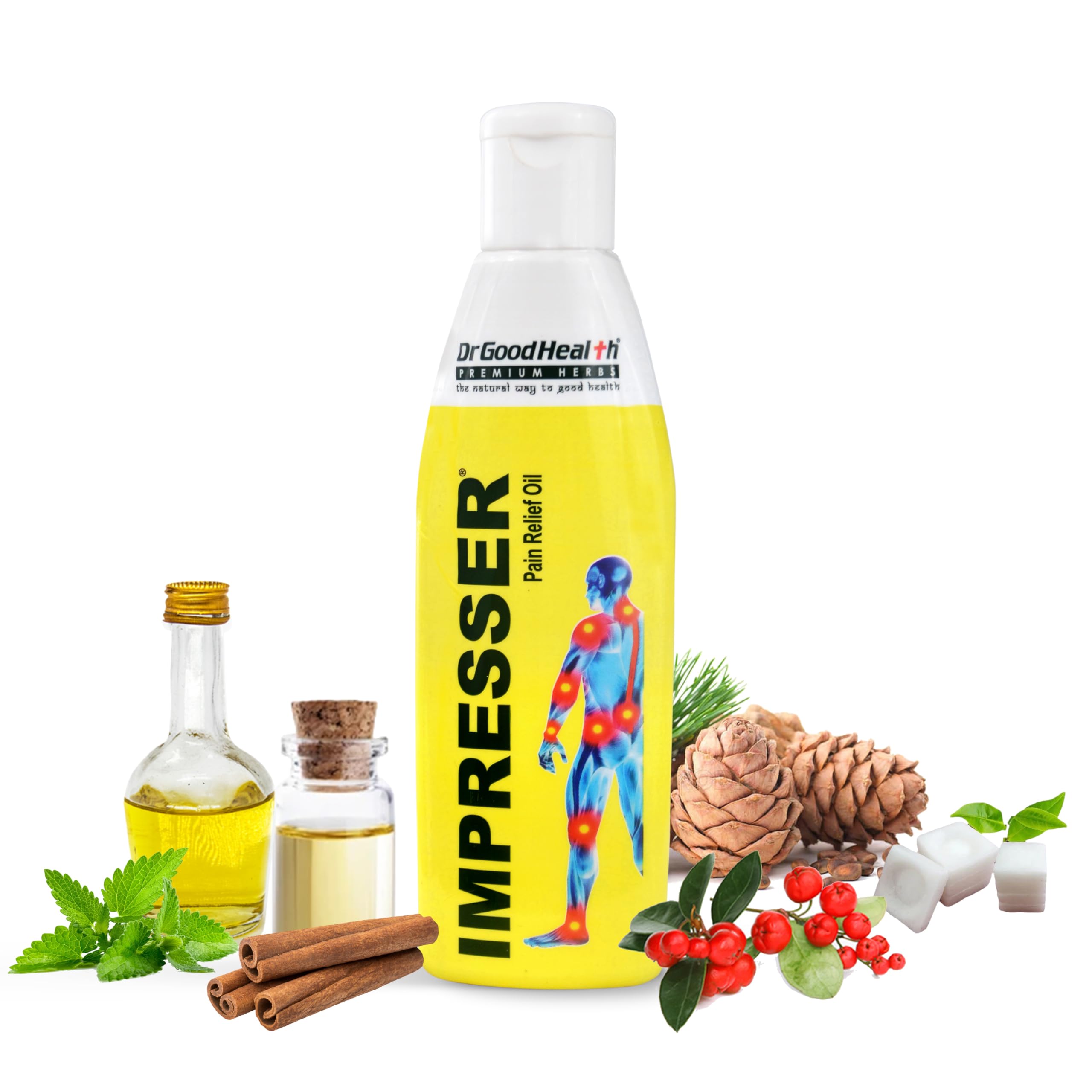 DR GOOD HEALTH PHYTOTHERAPIES Pain Relief 100ml Impresser Oil - Ayurvedic Formula for Knee, Back, Muscle, Joint, Shoulder Pain, Frozen Shoulder, Osteoarthritis, Instant & Long-Lasting Relief