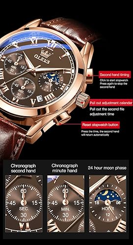 Miniatura 5 de OLEVS Relojes para hombre color marrón negro cronógrafo de moda reloj de negocios luminoso impermeable casual relojes de pulsera