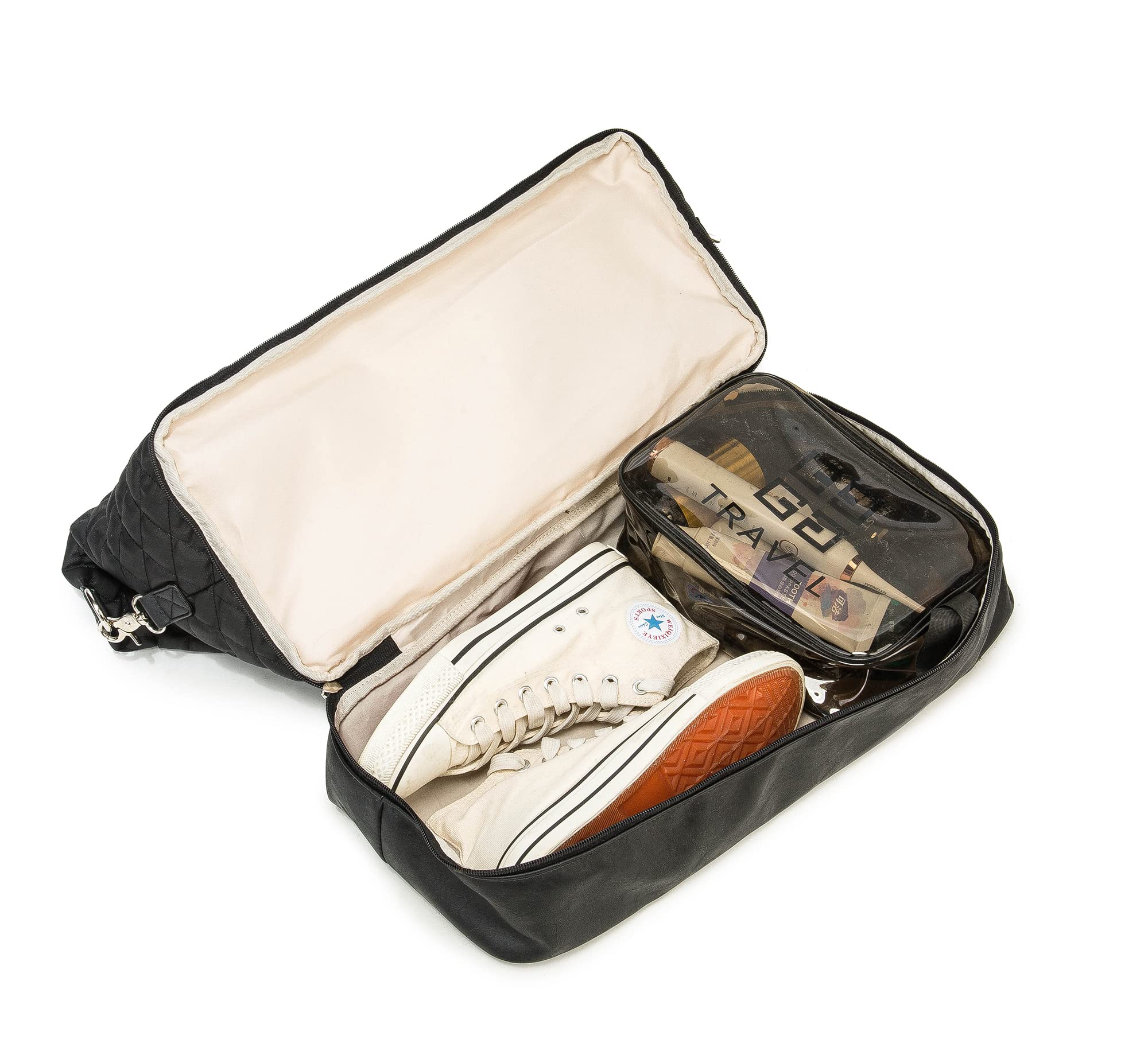 Kinmac Women's Travel Duffel Bag,Sports Gym Yoga Duffel Bag Weekender Overnight Totes Bag (Black Embroider)