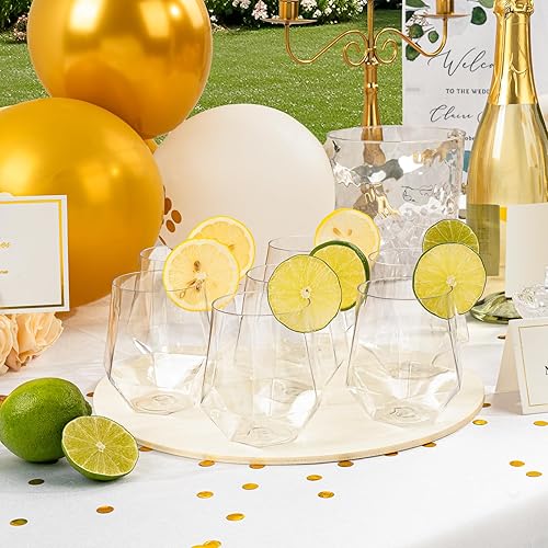 Miniatura 7 de Goodluck 40 piezas de copas de vino y whisky de plástico sin tallo de diamante, 12 onzas, copas de cóctel desechables, adecuadas para bodas, fiestas